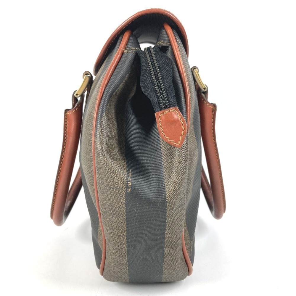 FENDI Vintage Logo Pecan Tote Bag, Flap Handbag, Leather, Men's & Women's, Khaki - Picture 3 of 16